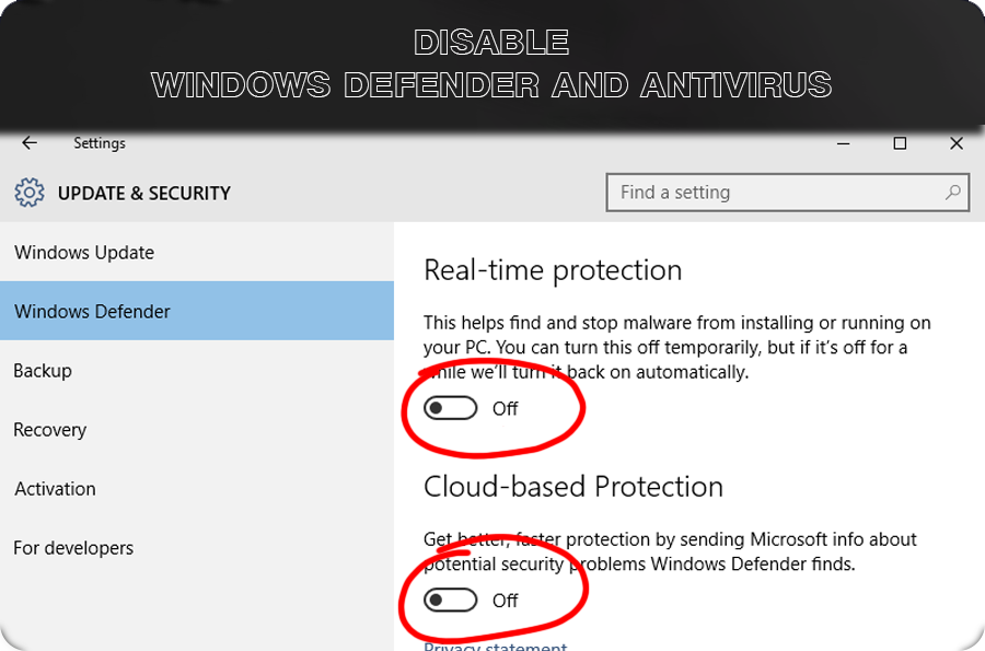 Disable Windows Defender